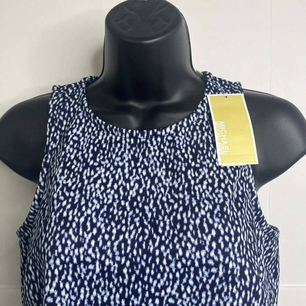Michael Kors (MK) Women's Printed Blue Tank Top Zipper Back Size Small~‎ NWT